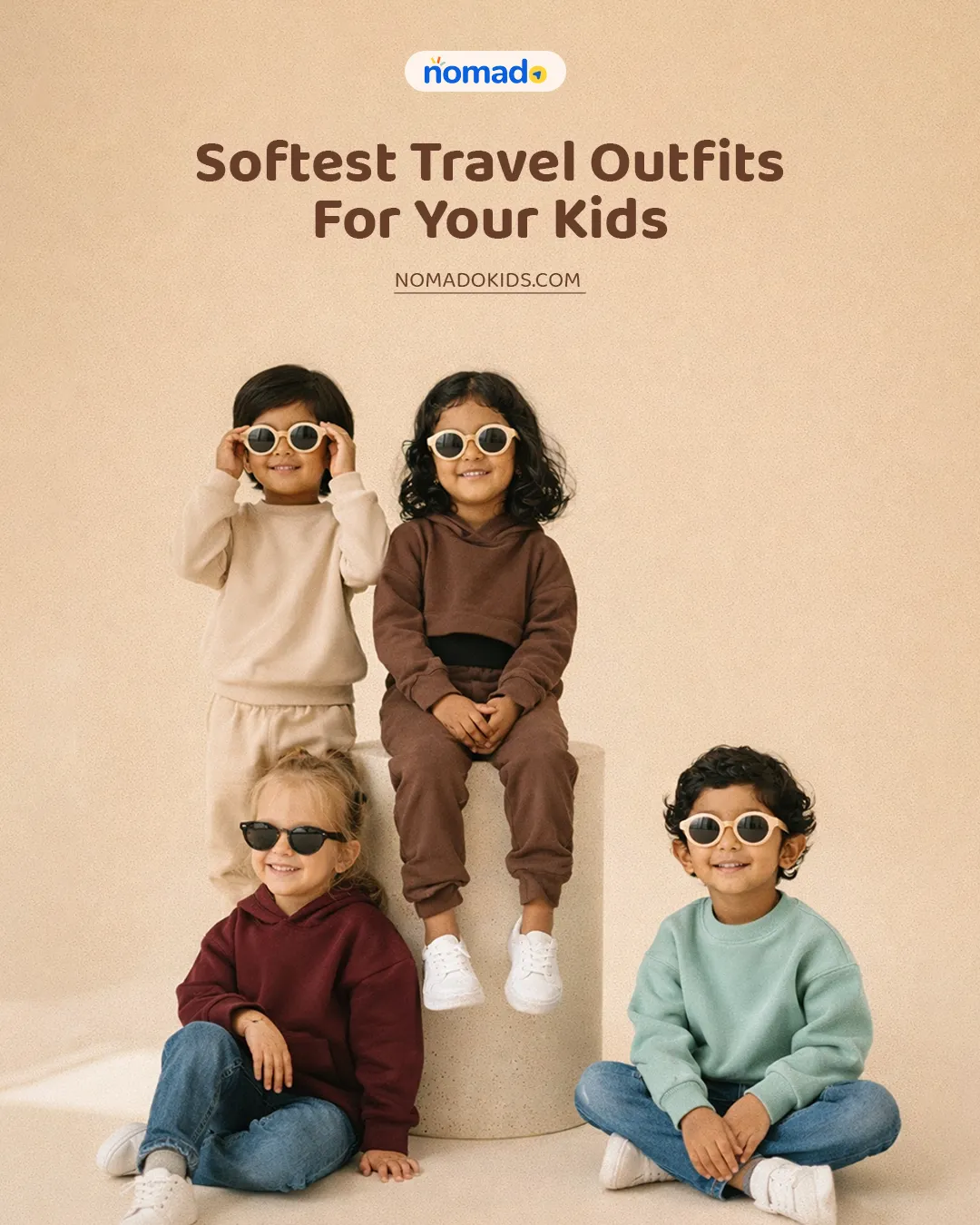 Kidswear static ad: "Softest Travel Outfits For Your Kids"