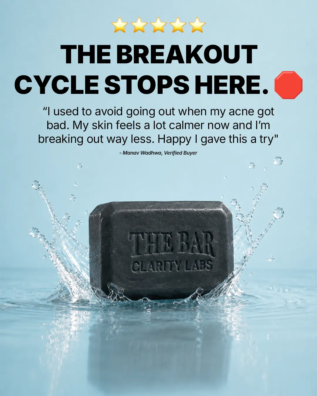 Skincare static ad: "The breakout cycle stops here."