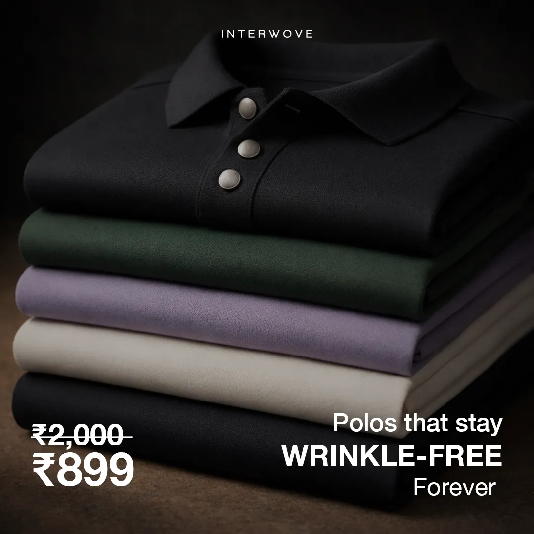 Apparel static ad: "Polos that stay WRINKLE-FREE Forever"