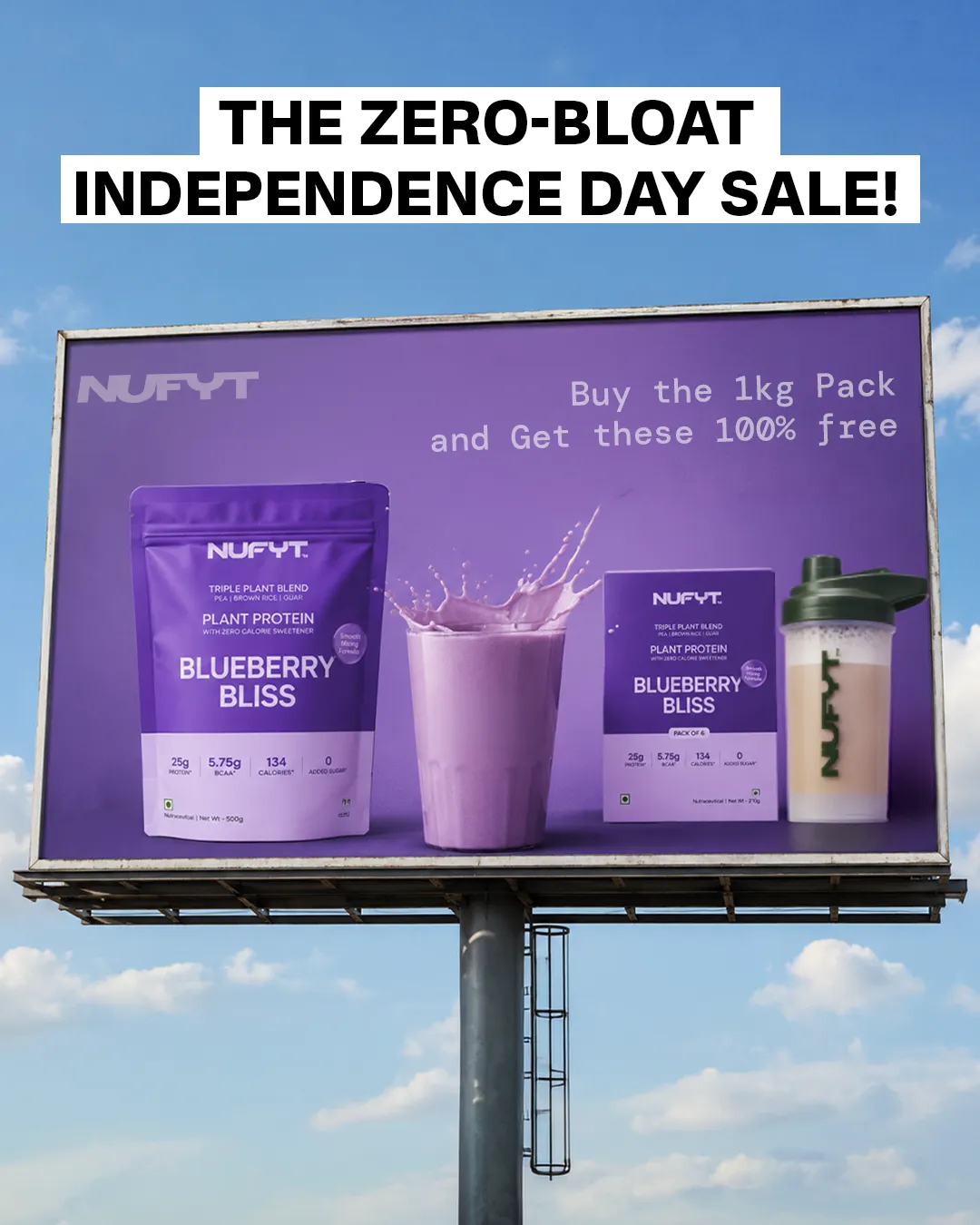 Fitness nutrition static ad: "The zero-bloat independence day sale!"
