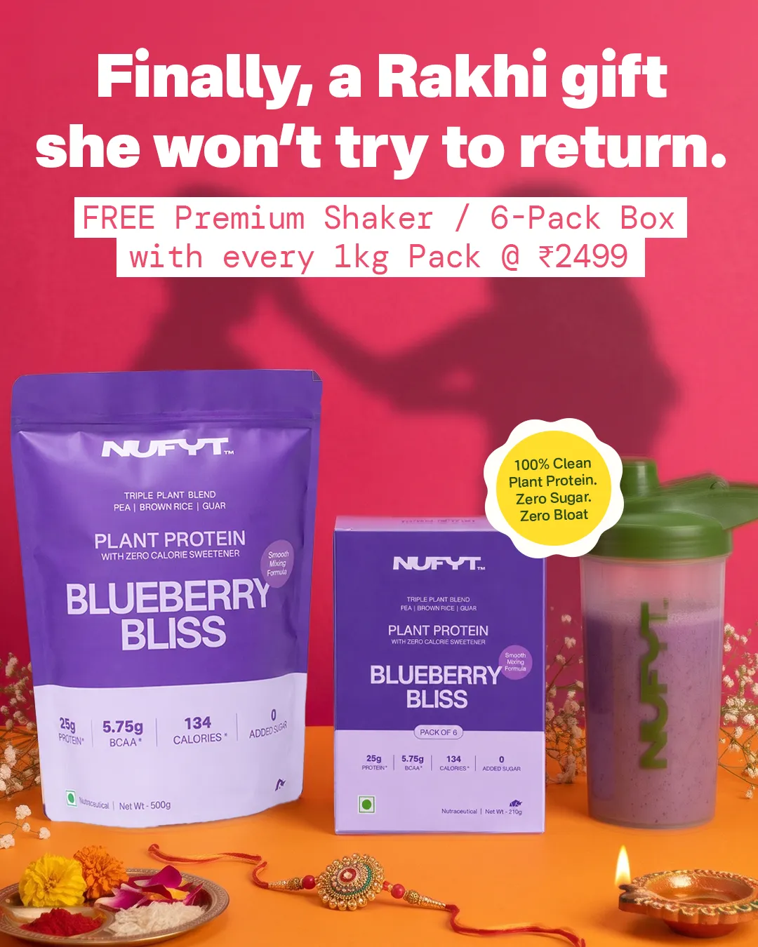 Fitness nutrition static ad: "she won't try to return."