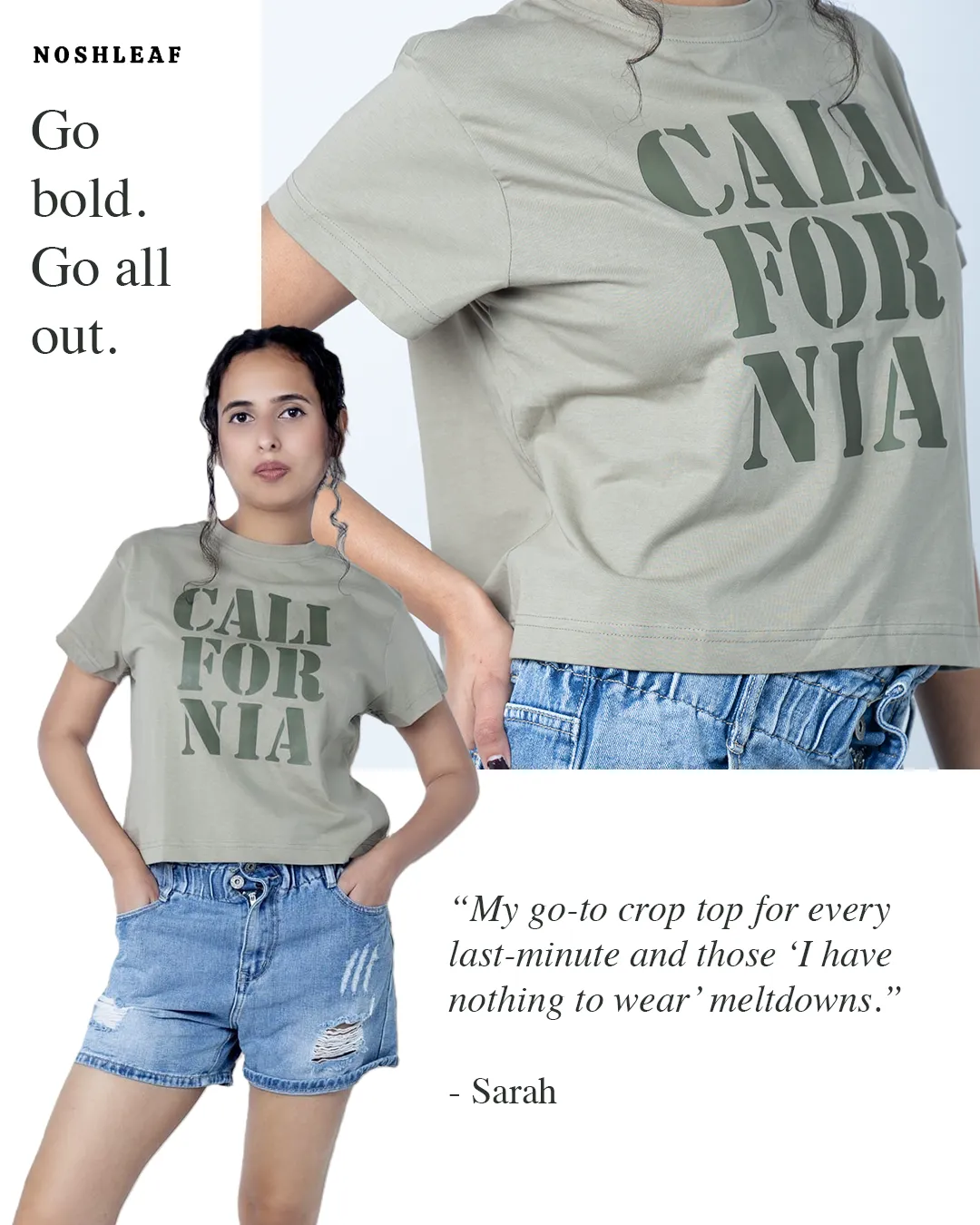 Apparel static ad: "bold. Go all"