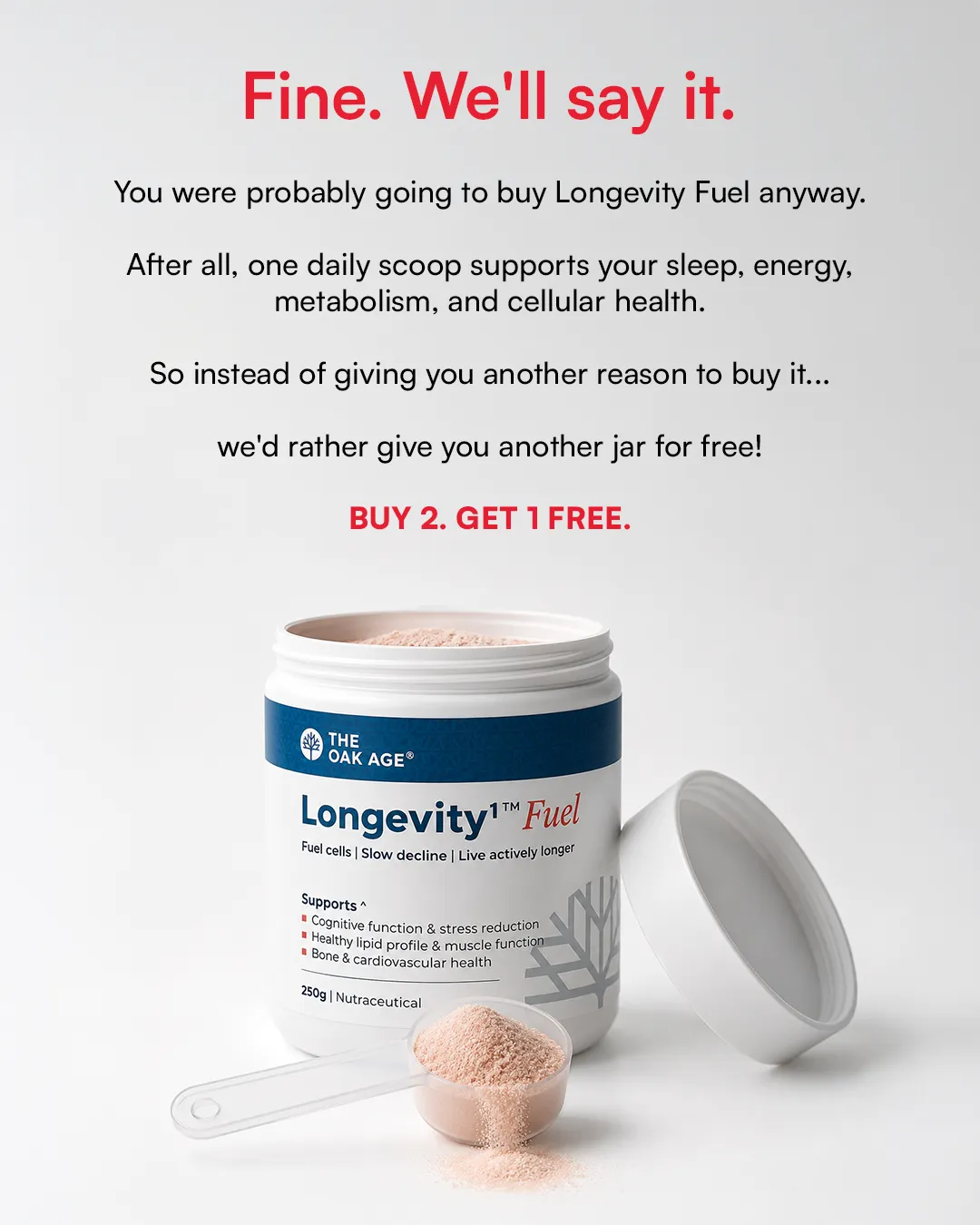 Supplements static ad: "Fine. We'll say it."
