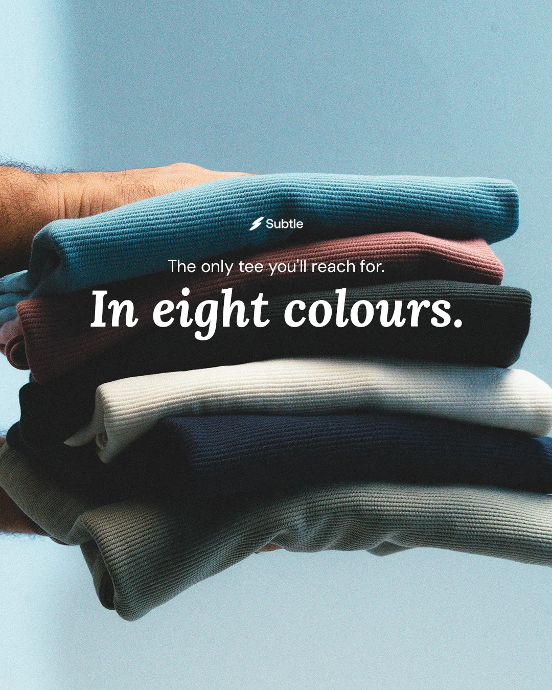 Menswear static ad: "The only tee you'll reach for."