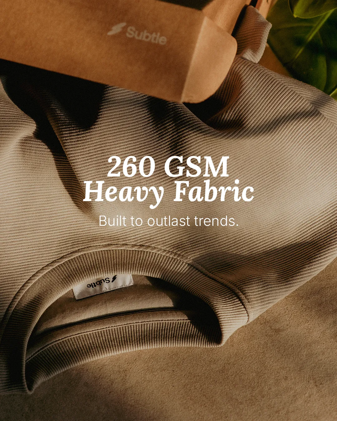 Menswear static ad: "Heavy Fabric"