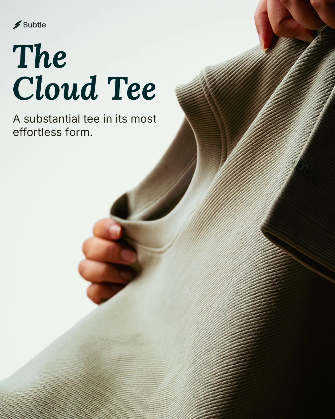 Menswear static ad: "Cloud Tee"