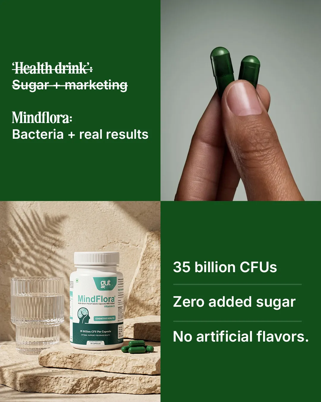 Gut health static ad: "Sugar + marketing"